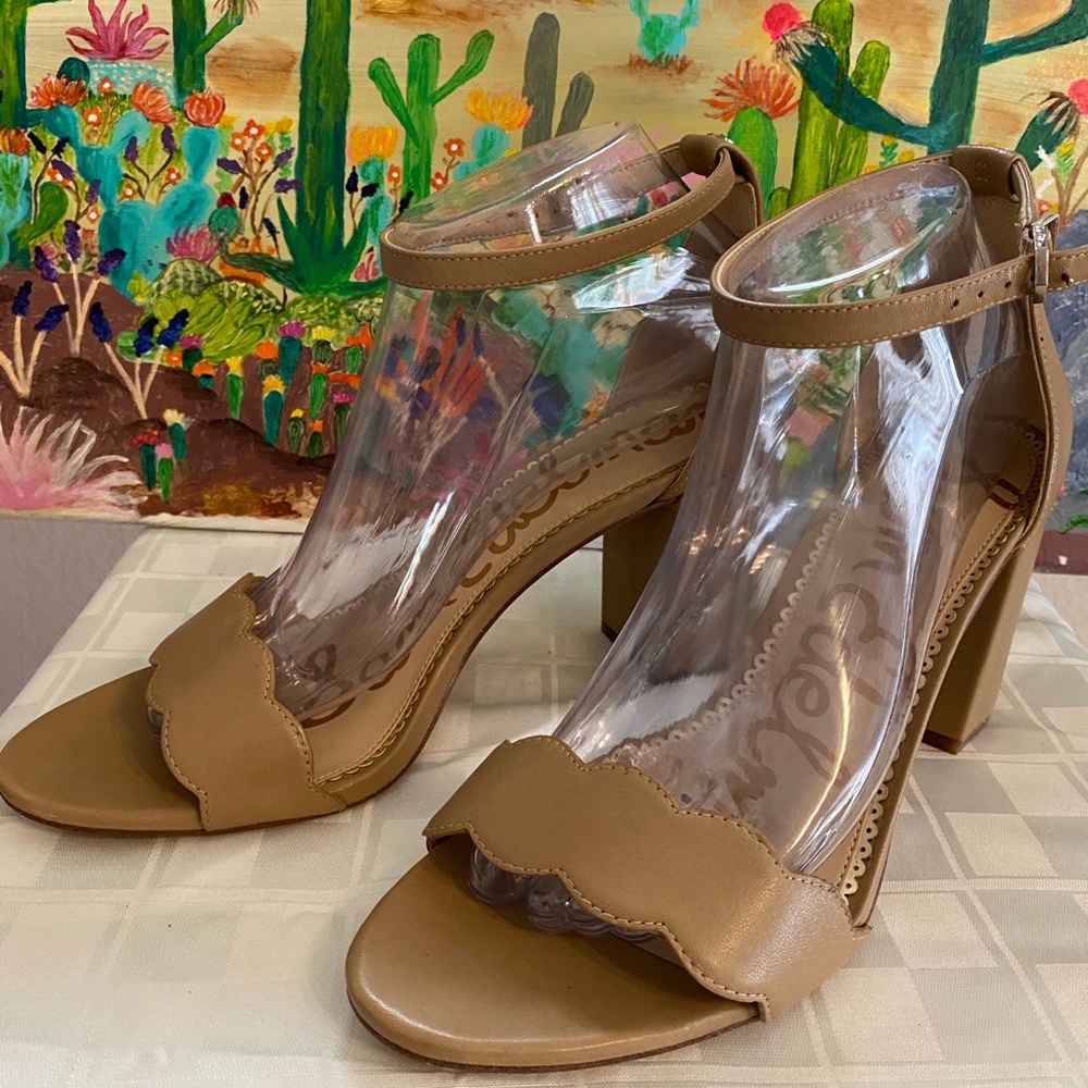 Sam Edelman Leather Odila Tan Ankle Strap Heels Size 9M